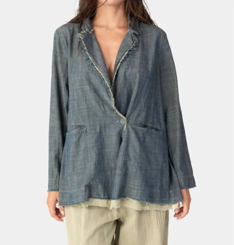 Exclusive Deals Online Raw Edge Copper Layered Blazer In Denim