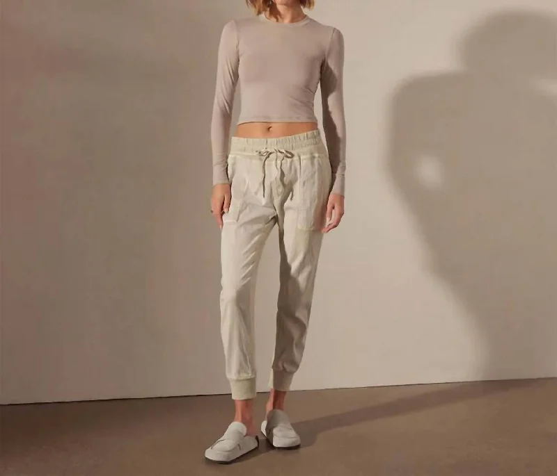 Fashion Forward Mixed Media Pant In Talc