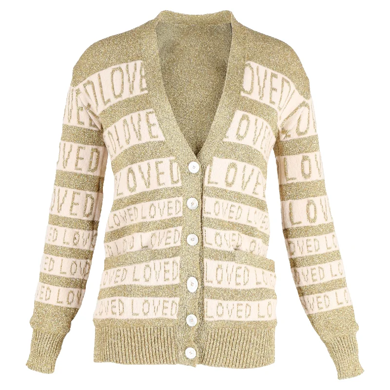 Graceful Movement Gucci Loved Oversized Lurex Cardigan in Gold Wool