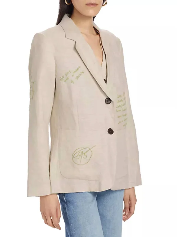 Chic Wardrobe Essentials Waverly Embroidered Blazer In Natural