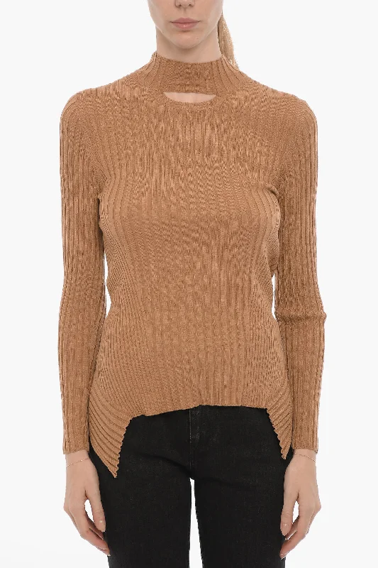 Hurry Before It's Gone Wolford Ribbed Lightweight Sweater with Cut Out Detail