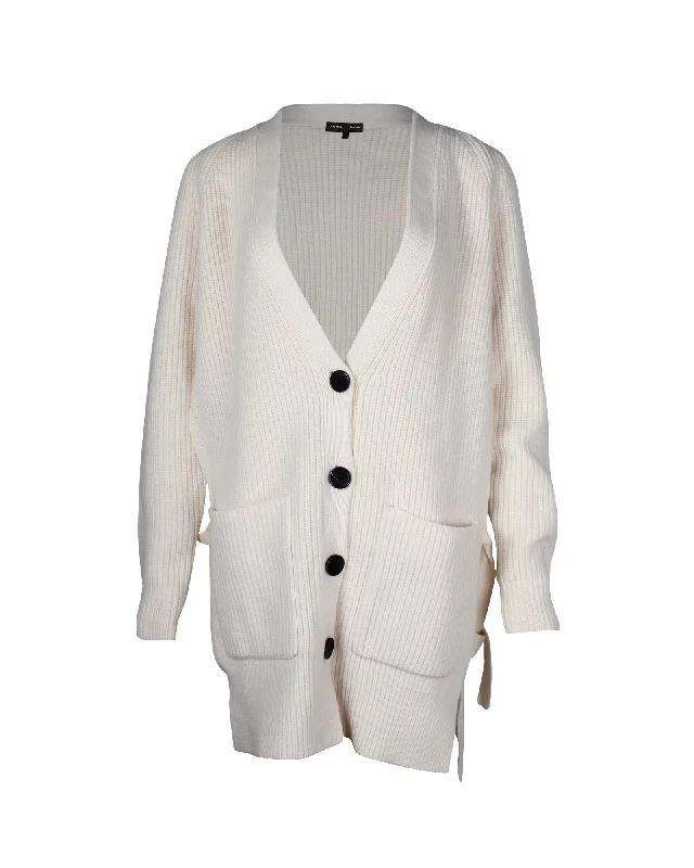 Save On Classic Elegant Styles Proenza Schouler V-Neck Ribbed Knit Cardigan in Cream Wool