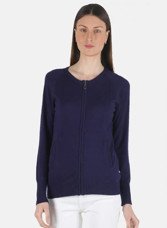 Dreamy Draping Women Blue Self Design Pullover