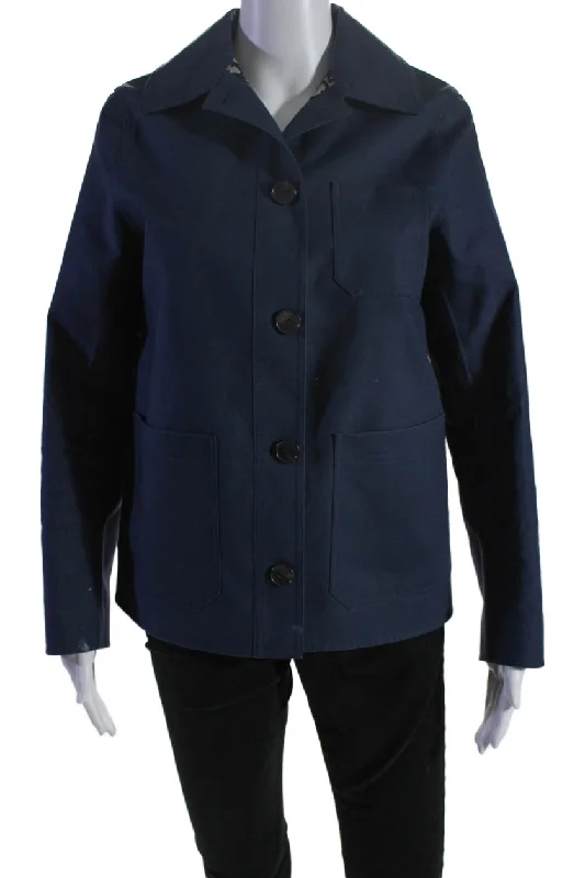 Ethnic Cultural Event Wear Christian Dior Womens Long Sleeve Five Button Collared Jacket Navy Blue