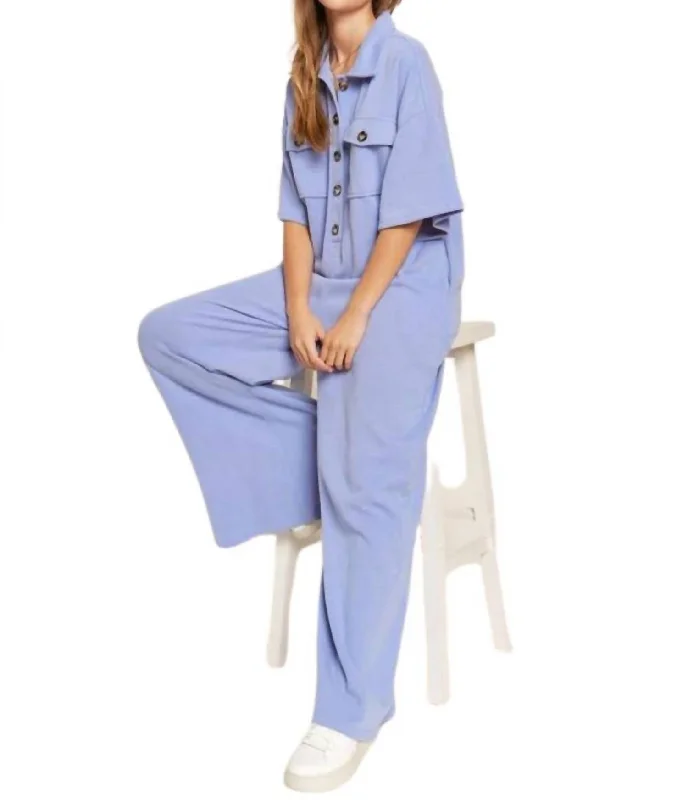 Exclusive Discount Day Date Wide Leg Jumpsuit In Blue/purple