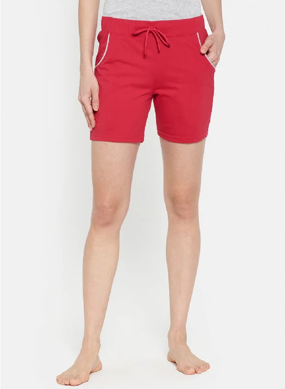 Evening Looks Womens Red Plain Shorts