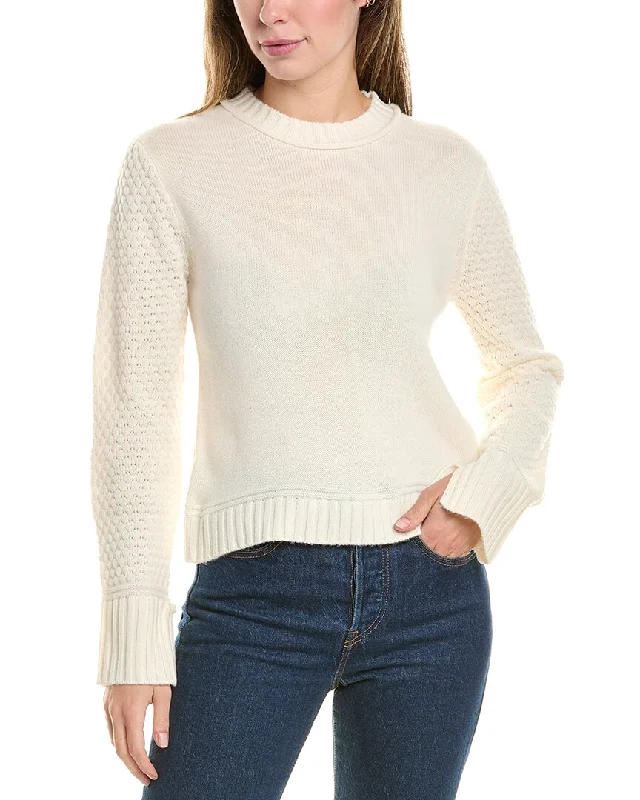 Everyday Basics Hannah Rose Raised Diamond Sleeve Wool & Cashmere-Blend Sweater