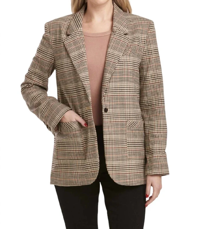 Sophisticated Outfits Clyde Plaid Blazer In Umber