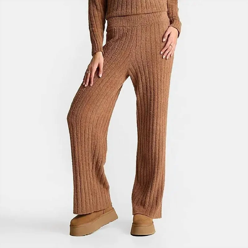 Budget Friendly Fashion Terri Ribbed Wide Leg Pant In Chestnut