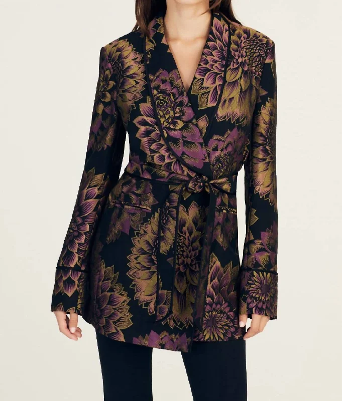 Seasonal Fashion Orville Smoking Jacket In Black Jacquard