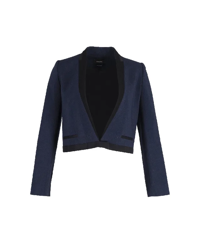 Summer Essentials Isabel Marant Jamet Cropped Blazer in Blue Wool