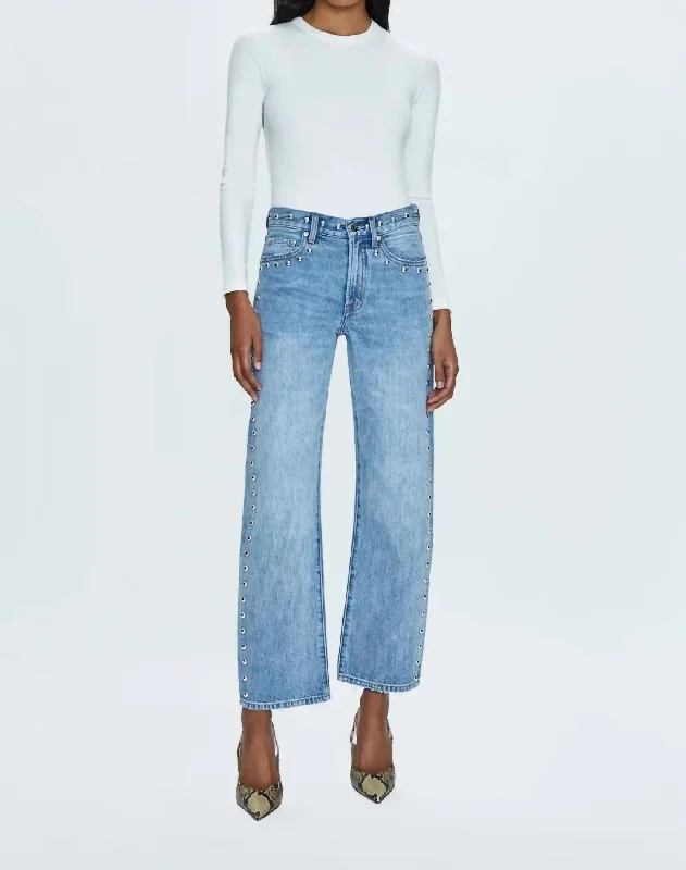 Exclusive Sale Lexi Bowed Straight Leg Jeans In Satellite