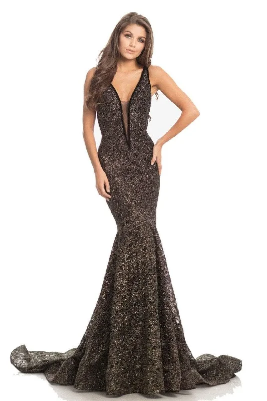 Big Discounts Johnathan Kayne - Deep V-Neck Glitter Lace Gown 8218SC