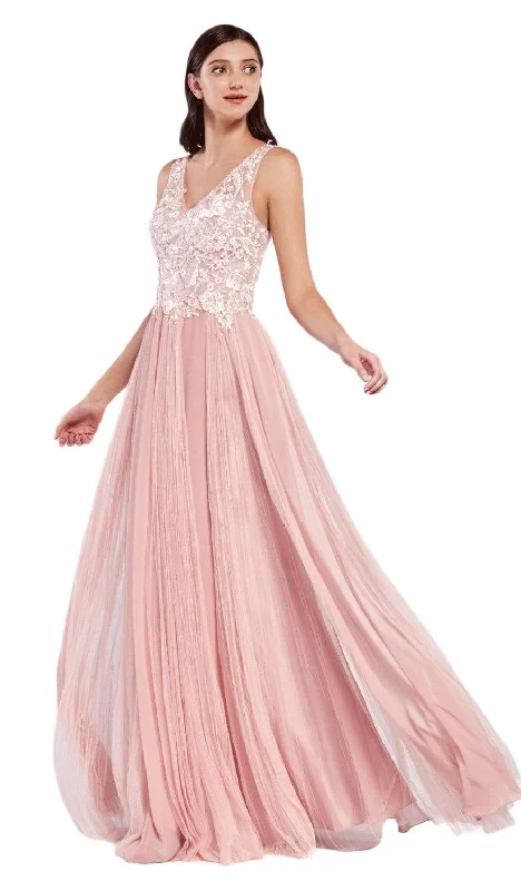 Limited Stock, Big Discounts Cinderella Divine - CJ528 Lace V-neck Tulle A-line Gown