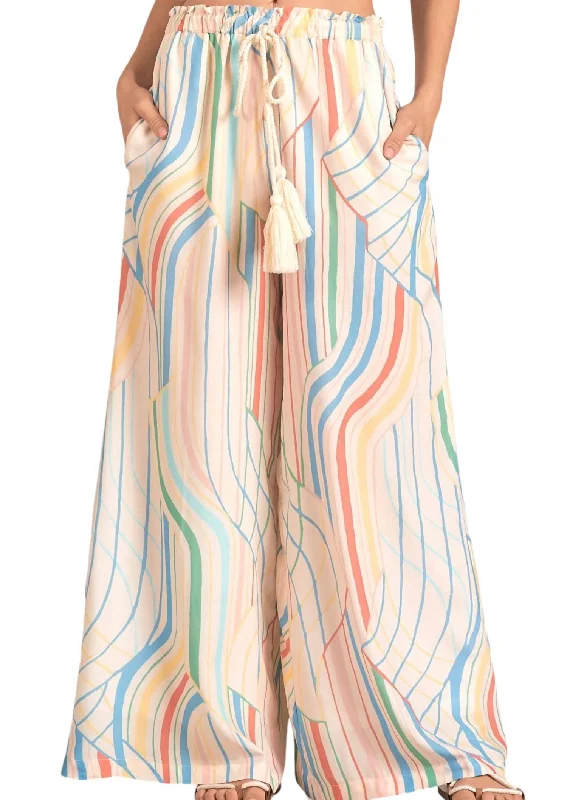 Winter Warm - Up Sale Santa Barbara Wide Leg Pant In Multi Colored Strip