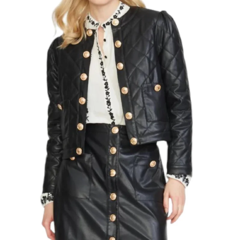 Stupidly Low Prices Vegan Leather Quilted Jacket In Black