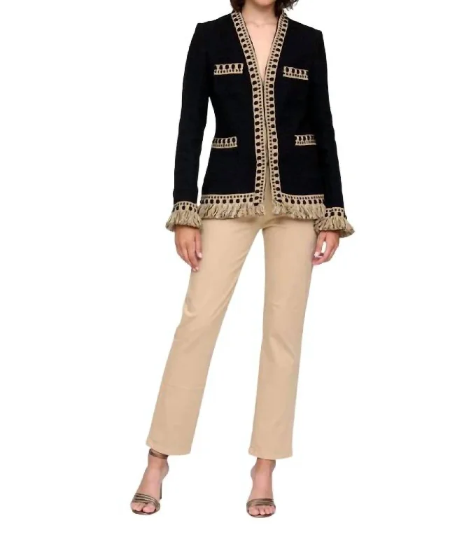 Must-Have Styles Piruleta Tweed Jacket In Black,khaki