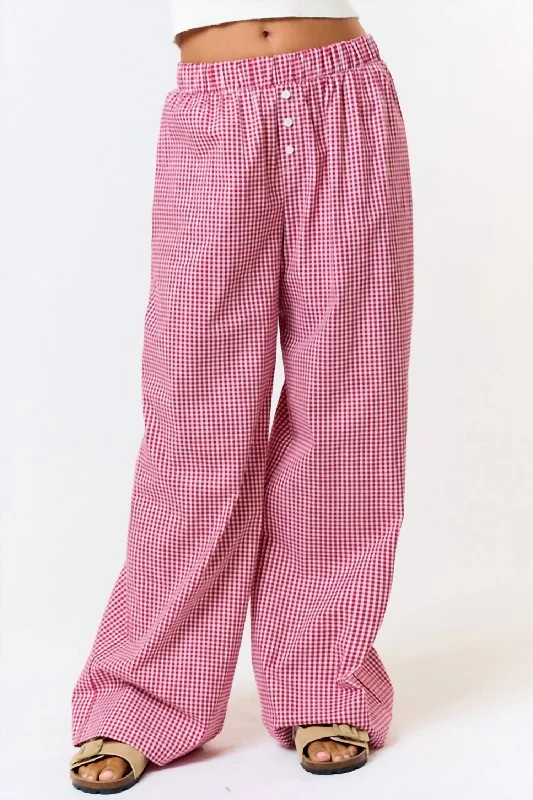 Special Occasion Wear Gingham Check Pant In Red