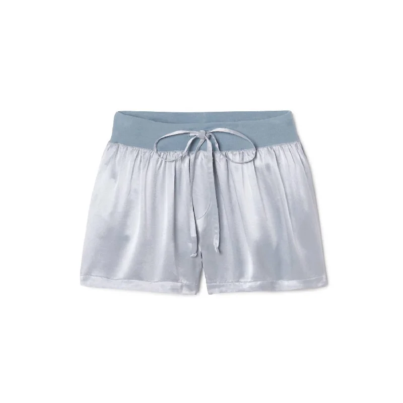 High End Designer Brands Discount Mikel Satin Boxer Short With Draw String In Morning Blue