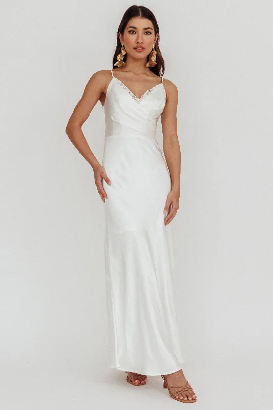 Seasonal Style Discounts Our Story Surplice Neckline Maxi Dress Off White