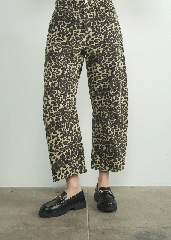 Low Price Special Barrel Jeans In Leopard