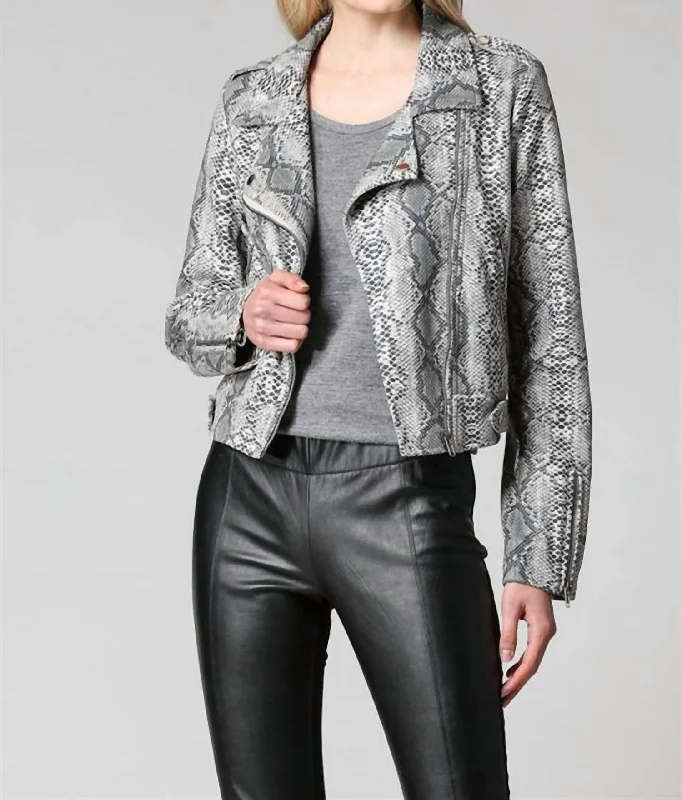 Season Offer Snake Print Blazer Jacket In Grey