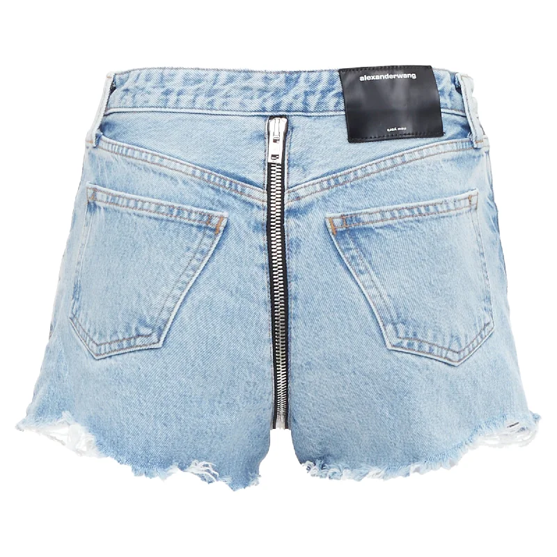 Subtle Sophistication Alexander Wang Bite Zip Washed Denim Hot Pants Shorts