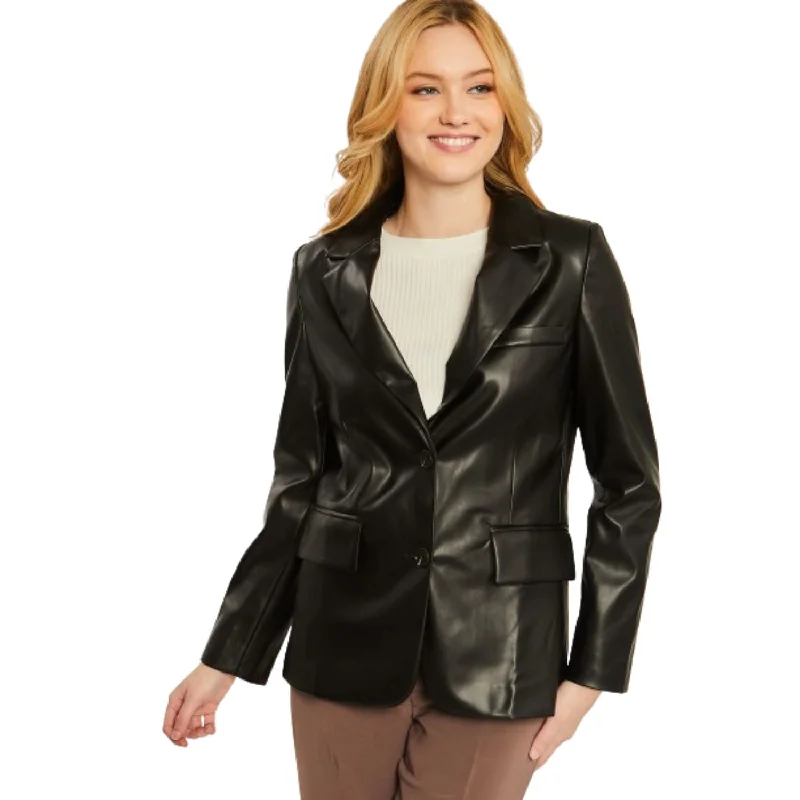 Celebrate With Big Savings Pu Woven Solid Blazer