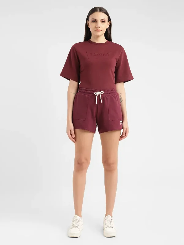 New Season Fashion Preview Women's High Rise Maroon Relaxed Fit Shorts