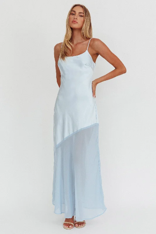 Unbeatable Prices Gilded Dream Chiffon Hem Maxi Dress Baby Blue