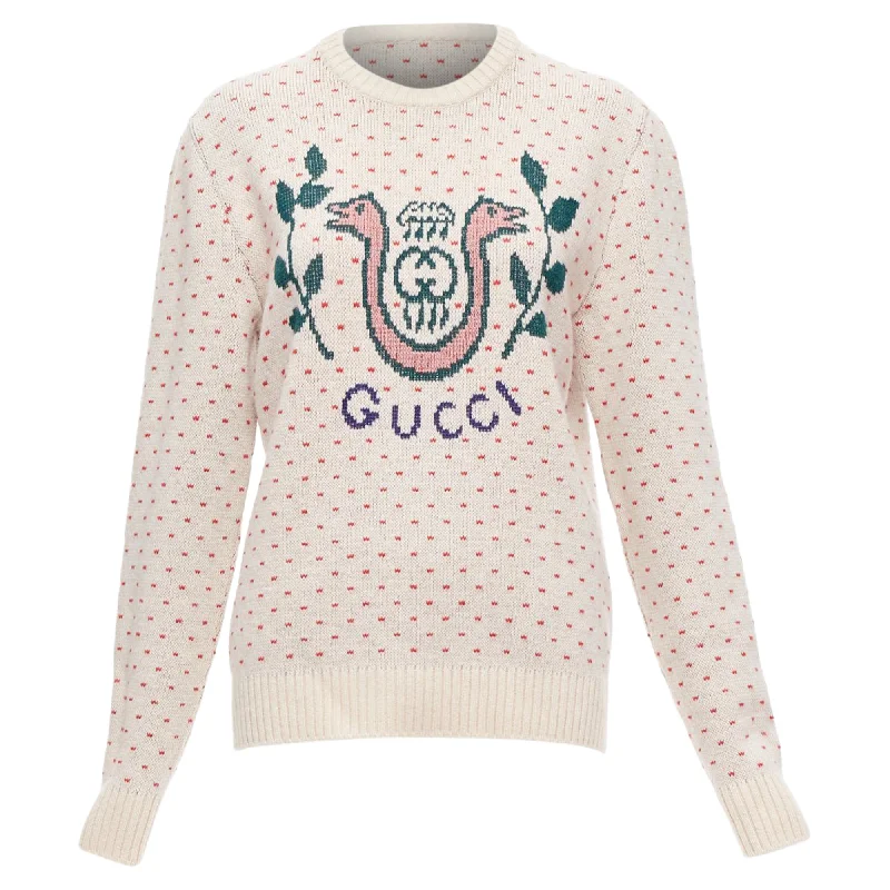 Feminine Flow Gucci wool fairisle Crest logo intarsia sweater top