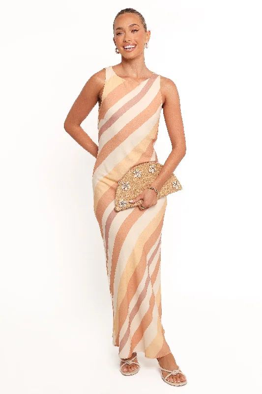 Limited Time Offer Flavia Maxi Dress - Brown Stripe