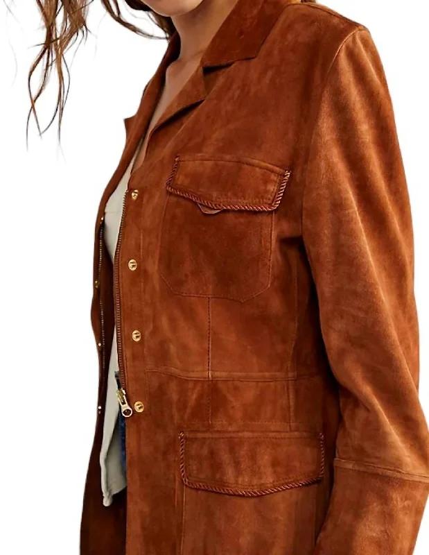 Sophisticated Fashion Meryl Washed Suede Jacket In Mustang