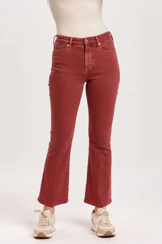 Ride The Style Wave Jeanne High Rise Cropped Flare Jeans In Intense Rust