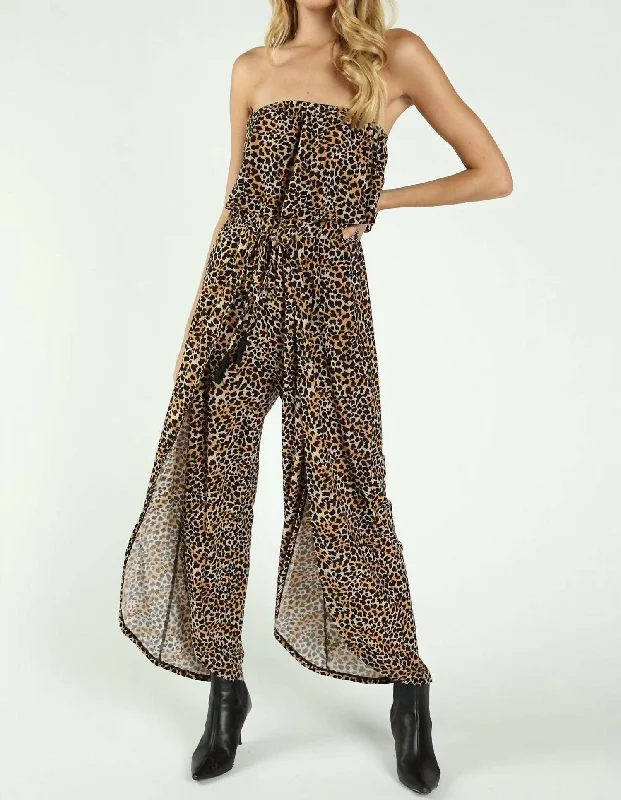 Seasonal Clearance Born To Be Wild Leopard Jumpsuit In Brown Multi