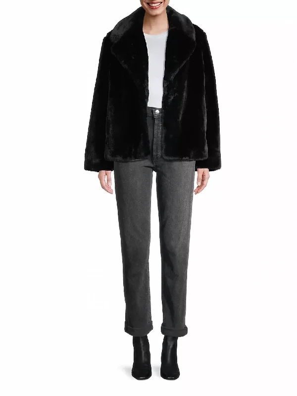 Fast Fashion Favorites Milly Plant-Based Fur Coat In Noir