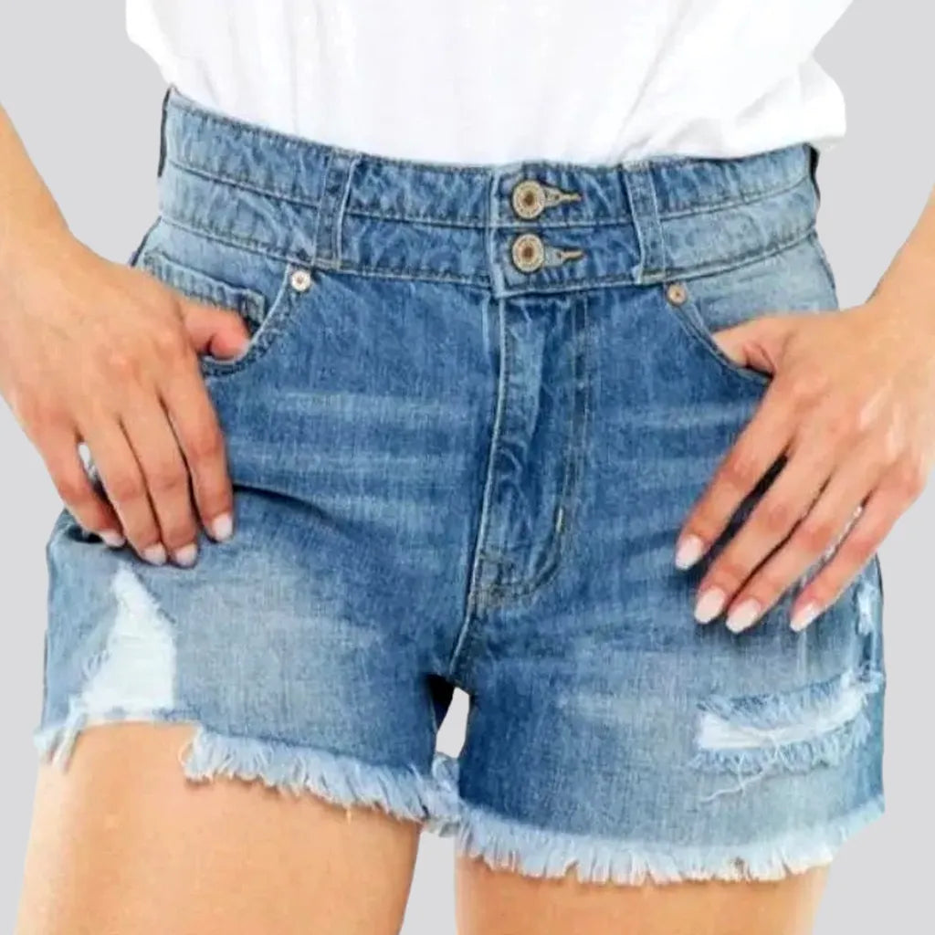 Exclusive Designer Collection Grunge raw-hem women's jean shorts