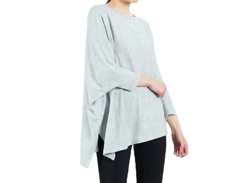 Everyday Glamour Soft Knit Poncho Sleeve Sweater In Oatmeal