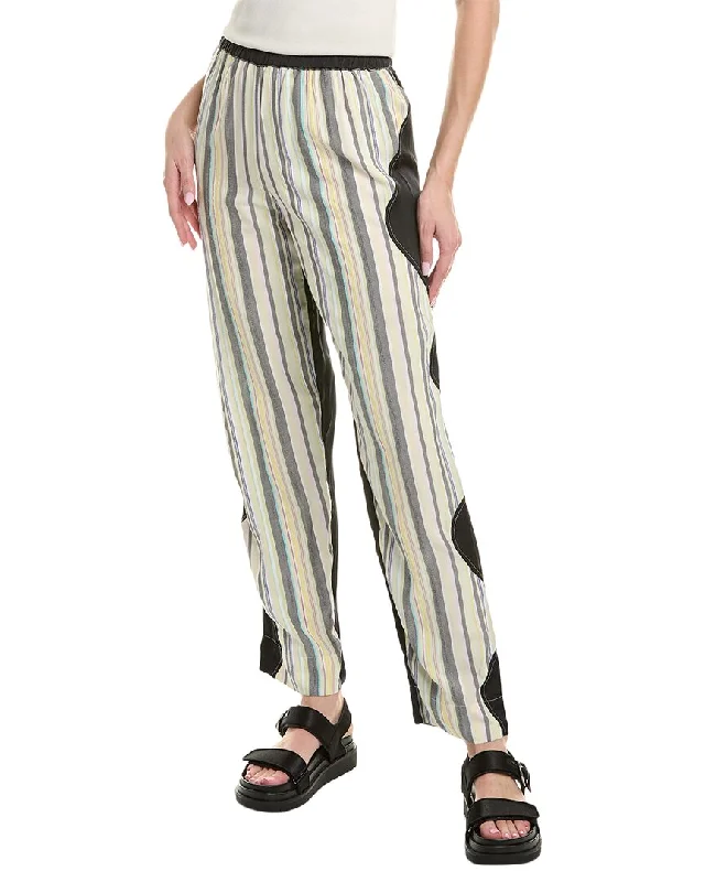 Elegant Style GANNI Mix Slub Stripe Elasticated Pant