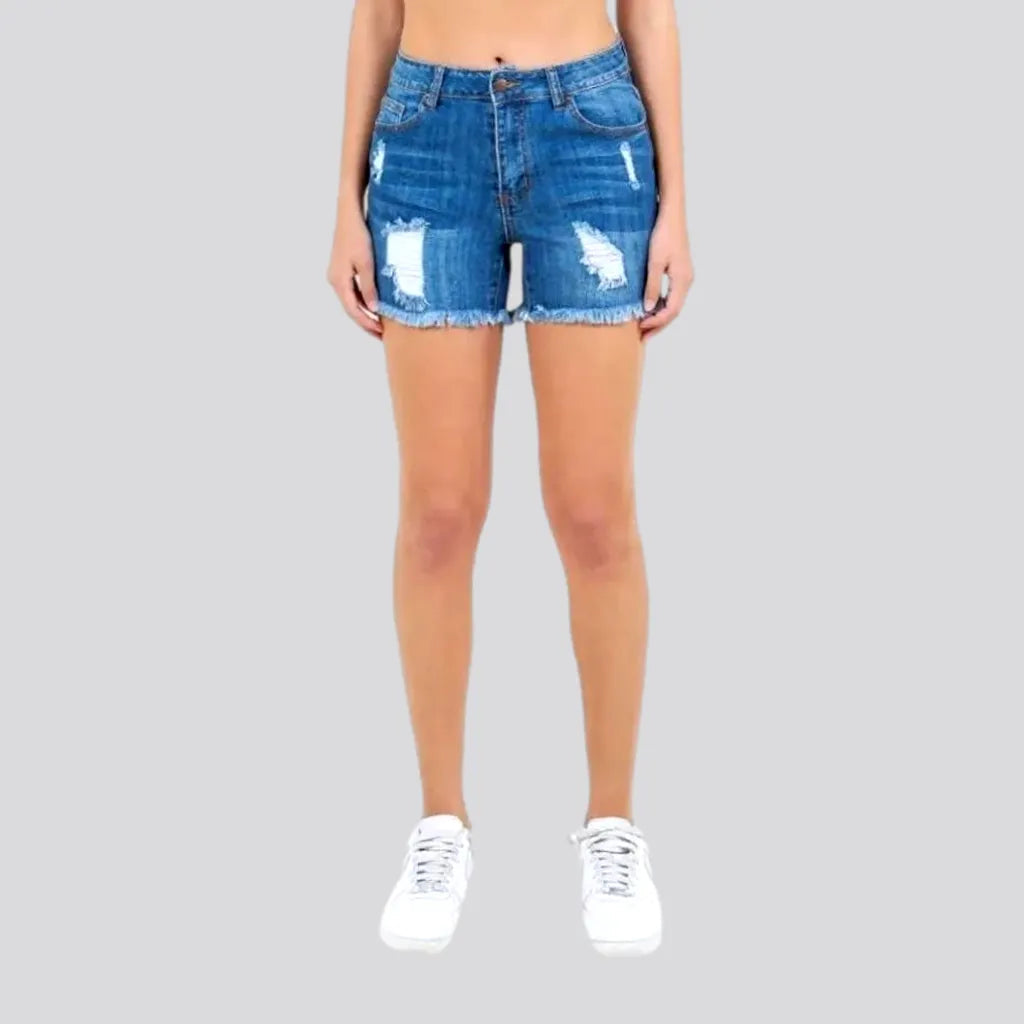 Exclusive Discounts Whiskered skinny denim shorts for women