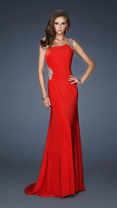 Effortless Everyday Wear La Femme Gigi - Asymmetric Sheath Long Gown 18960