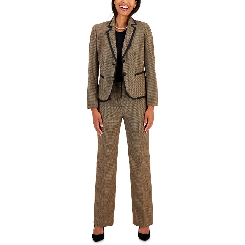 Casual Chic Petites Womens Houndstooth Polyester Two-Button Blazer