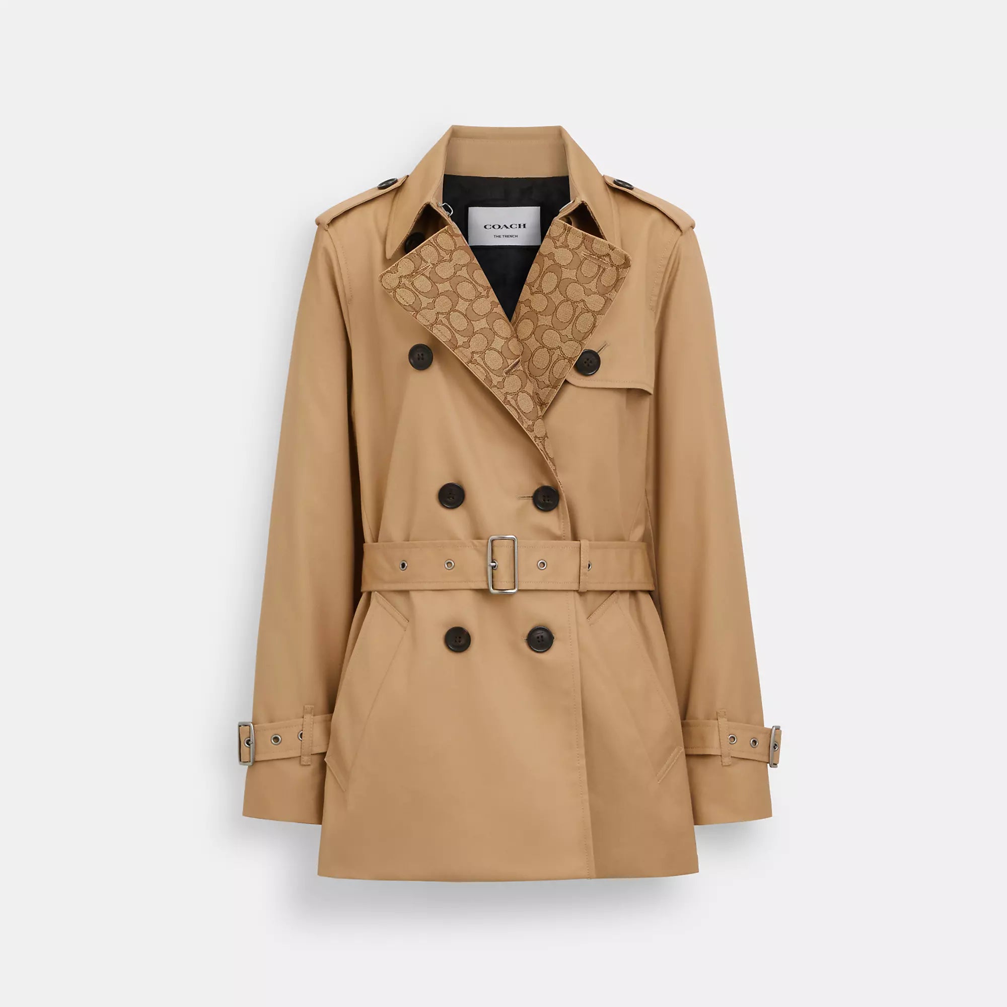 Trend Setting Wardrobe Coach Outlet Signature Lapel Short Trench