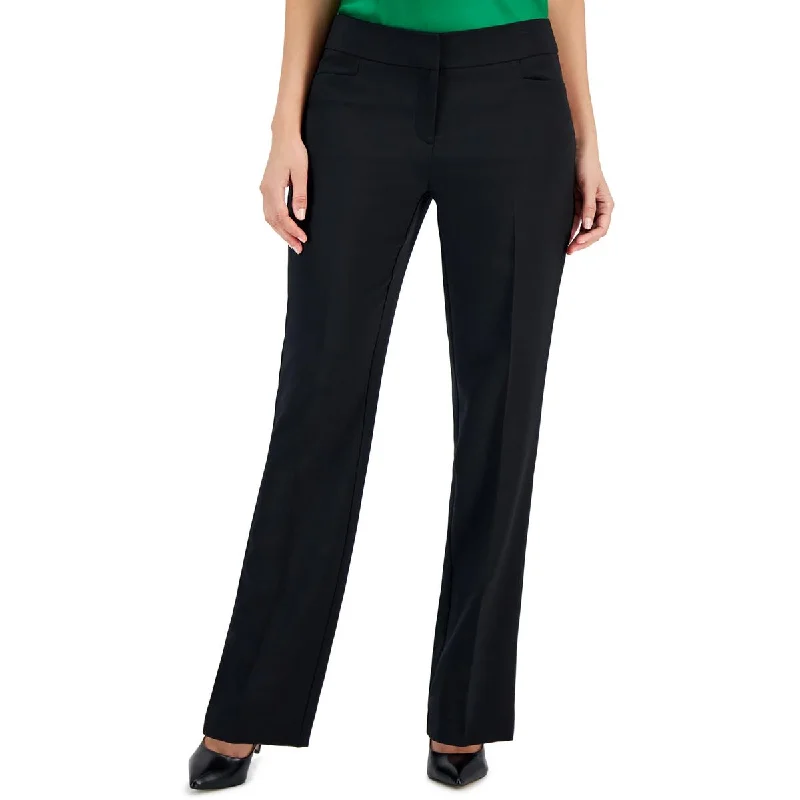 Seasonal Fashion Petites Womens Pocket Crepe Straight Leg Pants