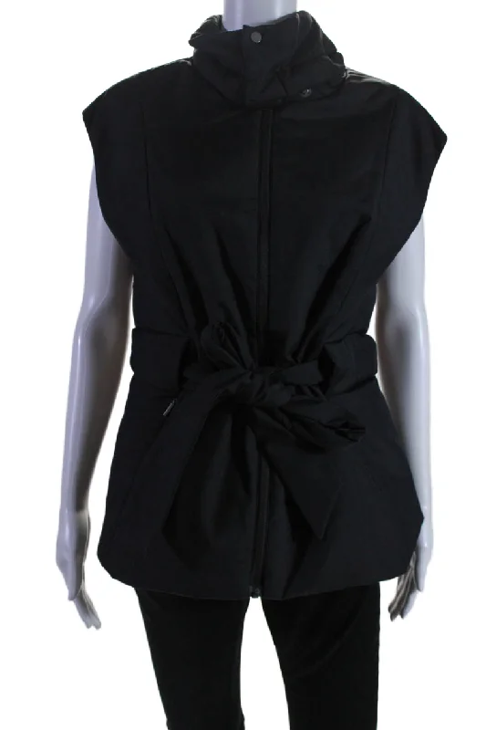 Versatile Style Wardrobe Aday Womens 2 Pocket High Neck Sleeveless Zip Up City Summits Vest Black