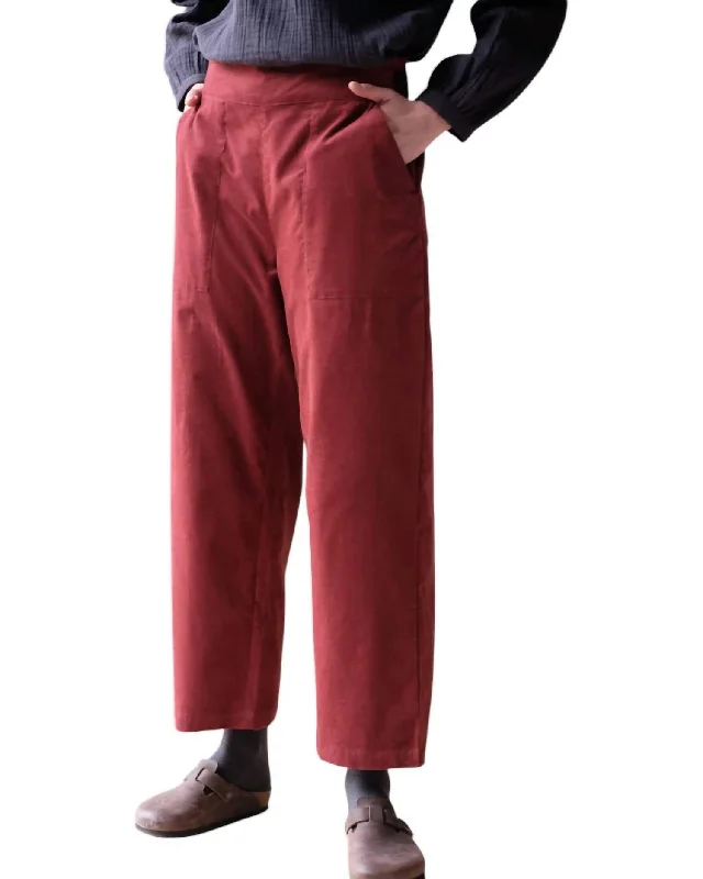 Wardrobe Update Anna Wide Leg Trouser Pants In Rust Red