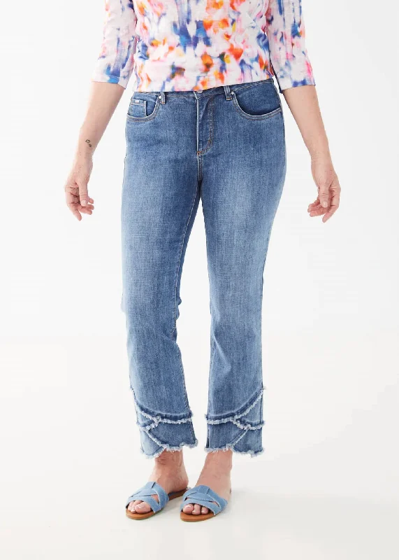 Style Upgrade Olivia Tulip Hem Straight Ankle Jean In Med Wash