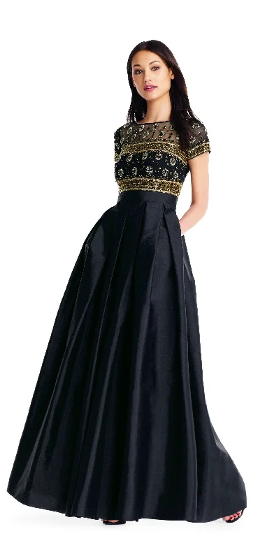 Huge Price Cut Aidan Mattox -Short Sleeve Embellished Taffeta Ballgown MD1E203083SC