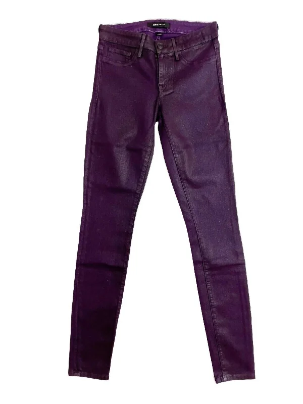 Limited Styles Women's Mid Rise Slim Coated Skinny Jeans In Purple