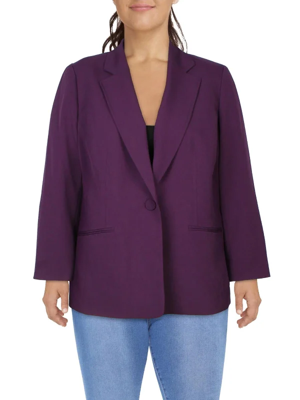 Comfort First Women's Fashion Plus Womens Solid Polyester One-Button Blazer